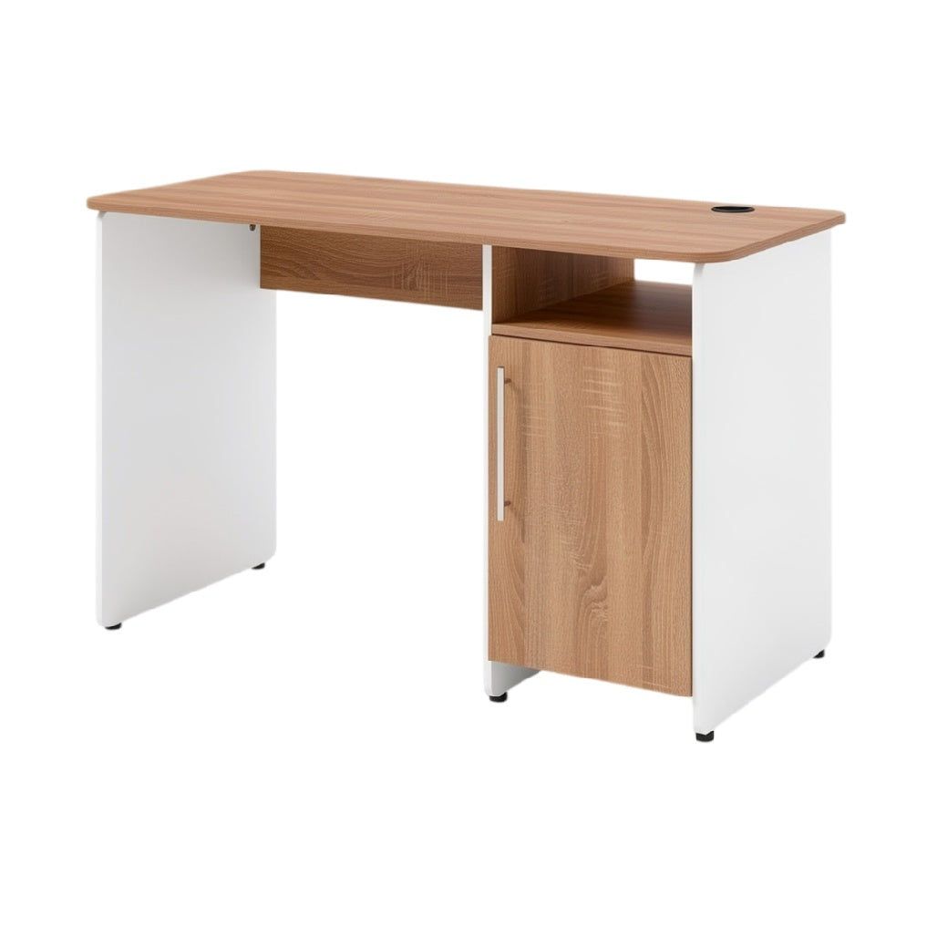 **Bureau en Bois avec Rangements Intégrés et Finition Épurée**