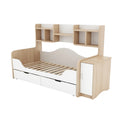 **Lit mezzanine avec rangement intégré et étagères**